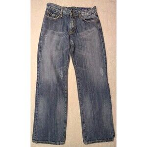 Vigoss Jeans Mens 32x32 Blue Denim Medium Wash Distredded Freddy Straight Rigid